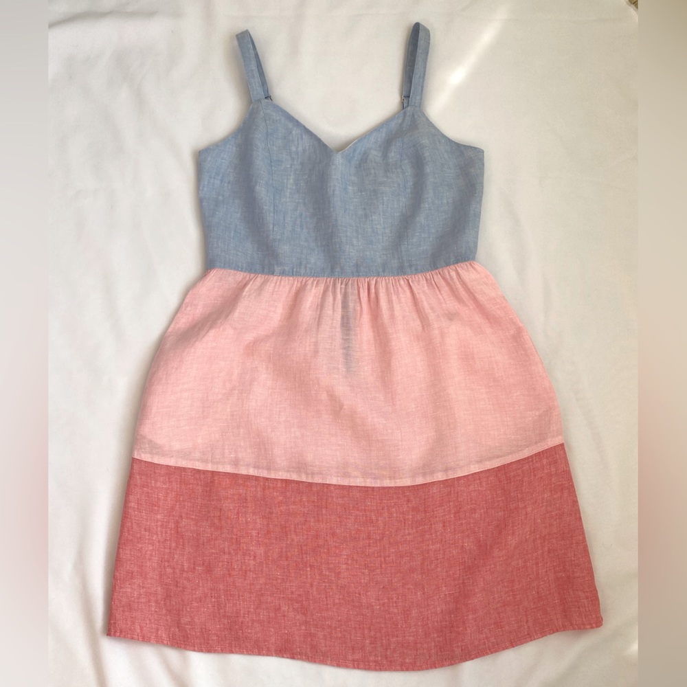Cynthia Rowley. Women’s Linen, Blue Pink Rose, Sleeveless, Light Weight, Dress.